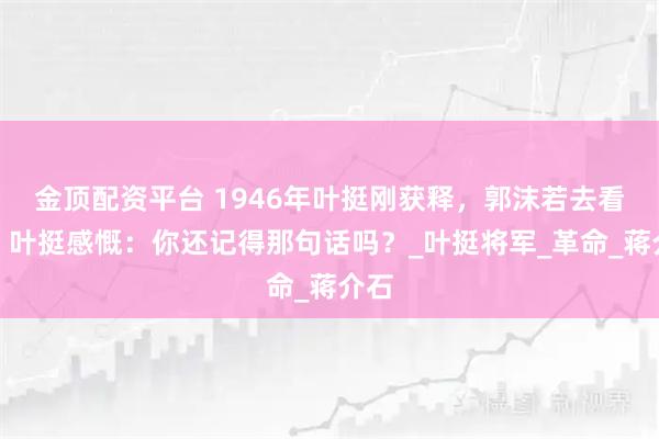 金顶配资平台 1946年叶挺刚获释，郭沫若去看他，叶挺感慨：你还记得那句话吗？_叶挺将军_革命_蒋介石