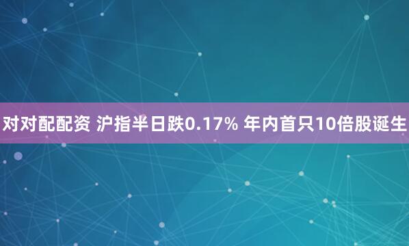 对对配配资 沪指半日跌0.17% 年内首只10倍股诞生