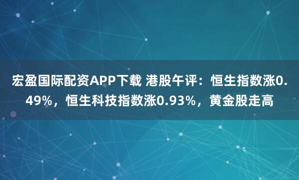 宏盈国际配资APP下载 港股午评：恒生指数涨0.49%，恒生科技指数涨0.93%，黄金股走高
